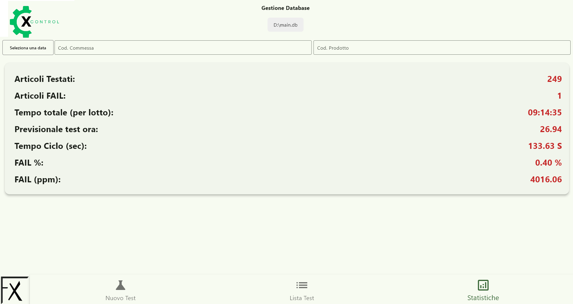 Statistiche Xcontrol